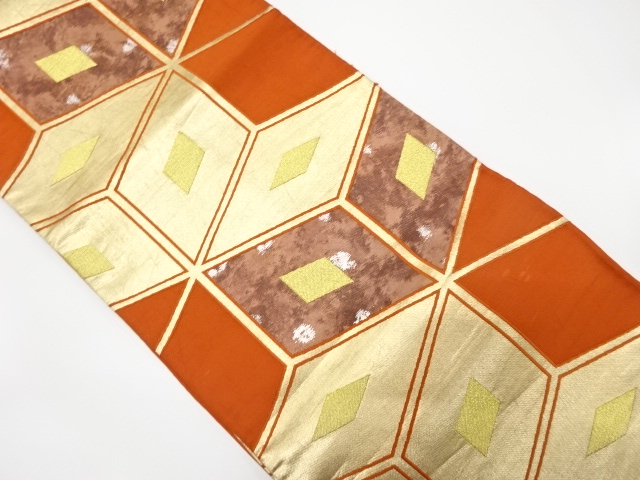 JAPANESE KIMONO / ANTIQUE FUKURO OBI / SILK / WOVEN ABSTRACT PATTERN